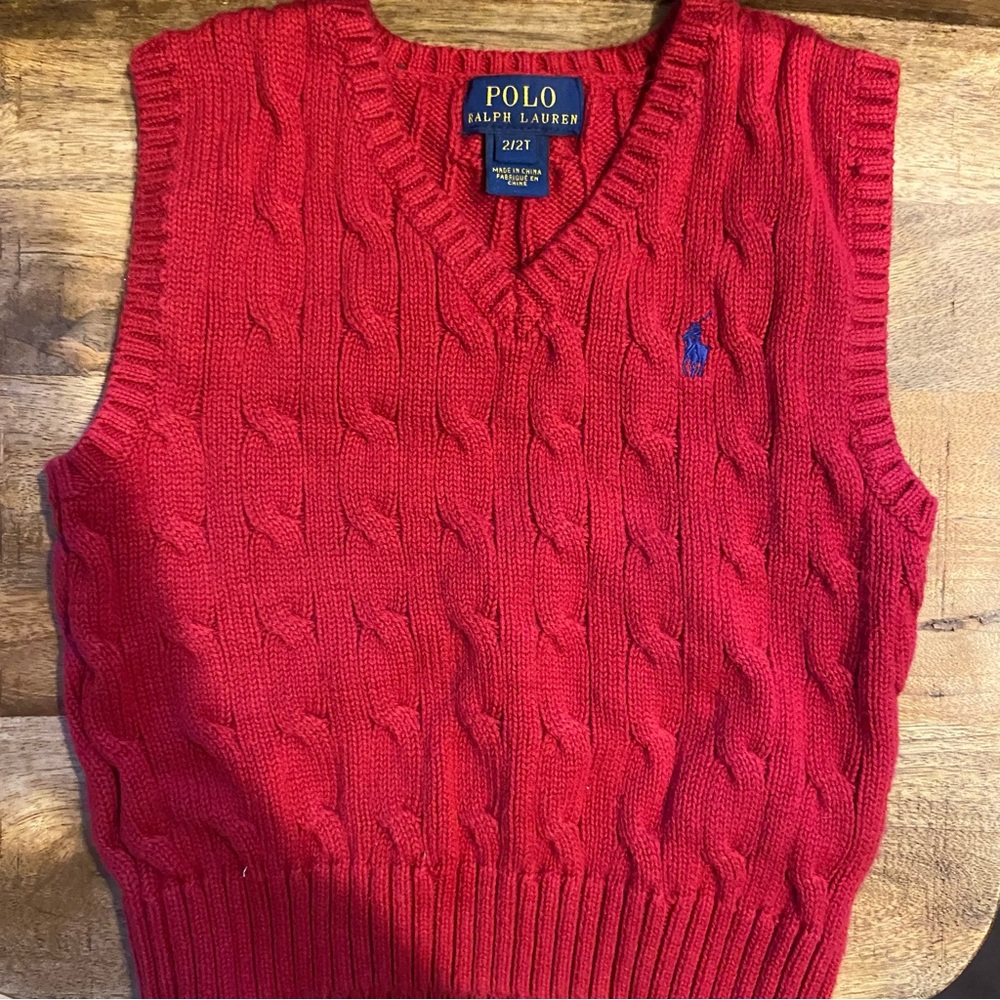 Ralph Lauren little boys red sweater vest. Size 2T.
